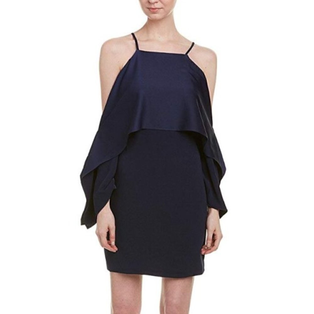 Trina Turk Mia Draped Cold-Shoulder Shift Dress